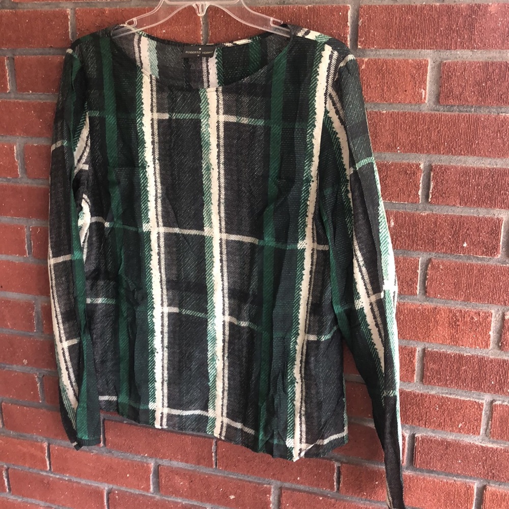 Roberto Verino green plaid top-size- 14 - Picture 2 of 15
